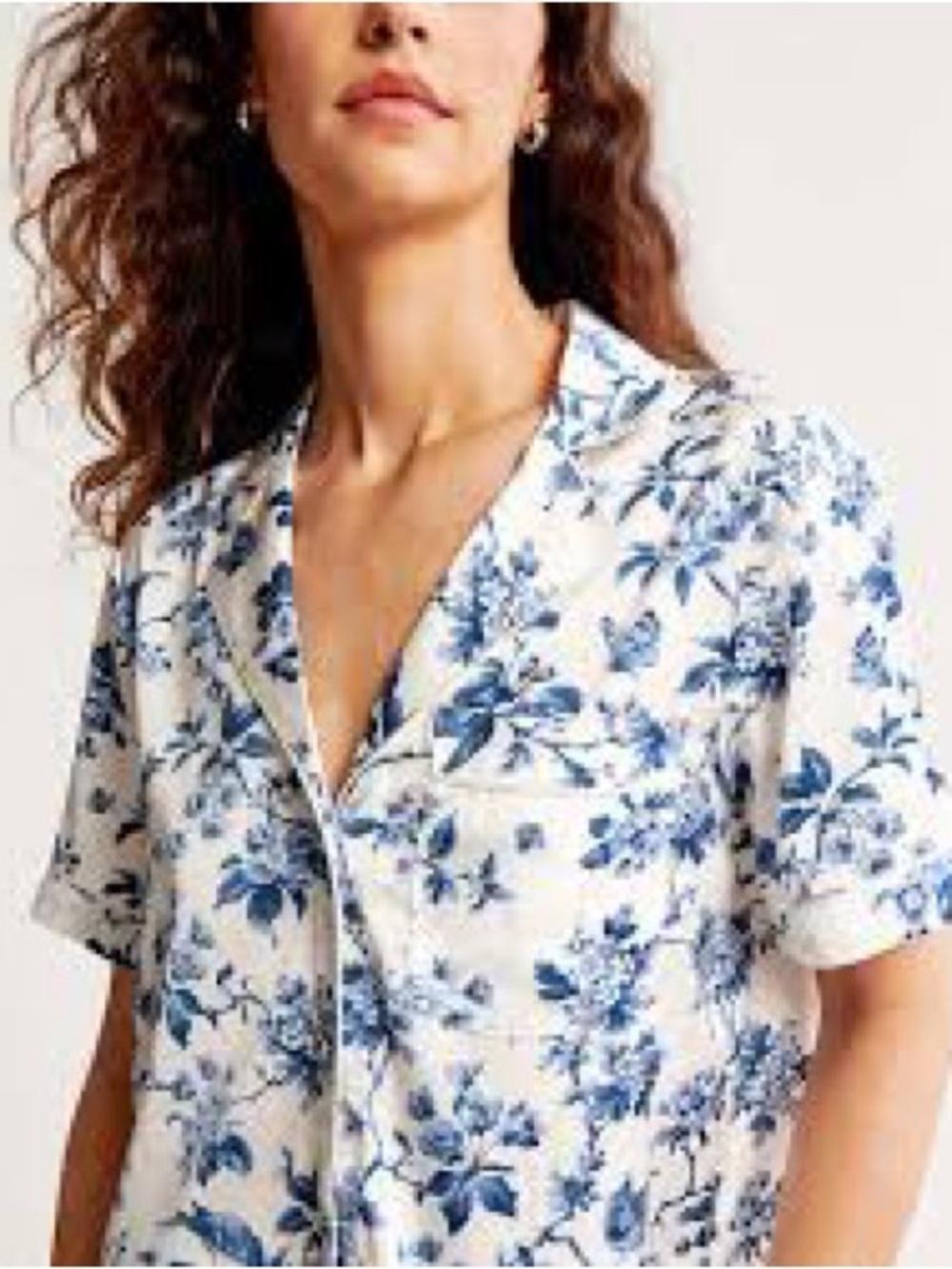 Abercrombie Satin Pajama Top in Toile Print